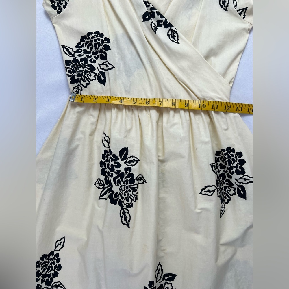 S Twelve Yellow & Black Floral Cotton Spandex A-line Summer Beach Vacation Dress - Picture 7 of 14